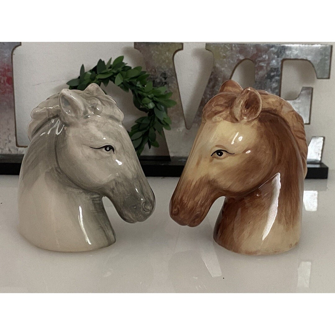 Vintage Cracker Barrel Horse Heads Salt and Pepper Shakers Etsy