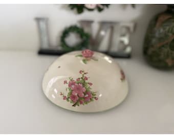 Vintage Ambassador Ware Fondeville Pink Flower Butter Dome (6.75 inches)