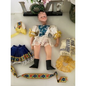 Vintage German Doll Project Strung Hand Painted Clothes Accessories in Parts Ready to Assemble 12-14 Inches Amazing Hat Dress and Boots