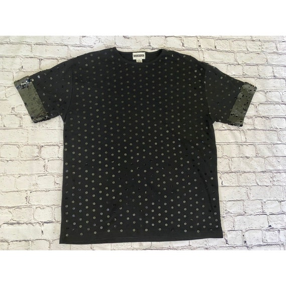 Vintage 1980s 1990s Gantos Black T Shirt Fully Se… - image 3