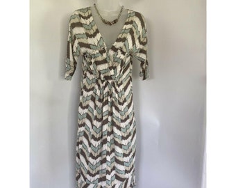 vintage BCBG Maxazria M Robe de secrétaire moulante à imprimé abstrait et rayonne Spandex Retro Medium Midi extensible