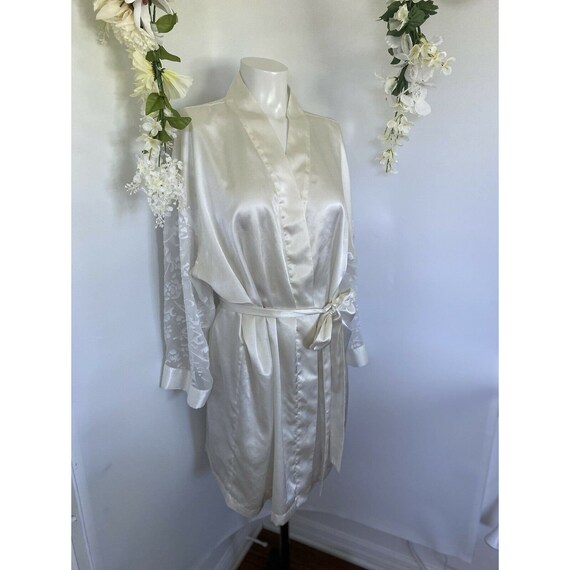 Vintage Women's Robe Evandale Intimates White Lac… - image 1