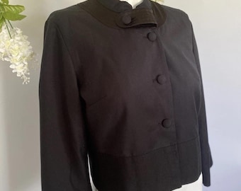 Vintage Behnaz Sarafpour Bolero Jacket: Cropped Black Mandarin Collar