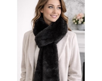 Ben Berger Black Faux Fur Scarf: Extra Long Vintage Two-Sided Soft Accessory
