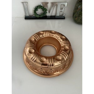 Vintage Mid Century Mirro USA 3 1/2 Cup Gelatin Mold Copper Rose Gold Tone Cottagecore Prairie Farmhouse Vintage Kitchen Decor Souffle Mold