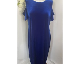 Vintage Calvin Klein Velvet Sheath Dress: Royal Blue Cold Shoulder, Size 14 - Etsy Vintage Calvin Klein Velvet Sheath Dress: Royal Blue Cold Shoulder, Size 14 - Etsy