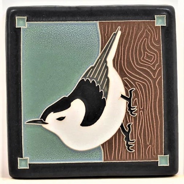 Nuthatch Tile 4" x 4" by Art and Craftsman Tileworks