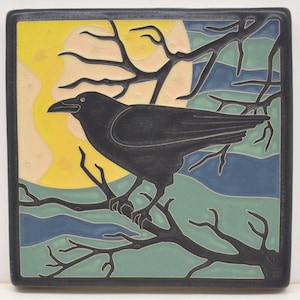 Raven Tile 6" x 6" by Art and Craftsman Tileworks