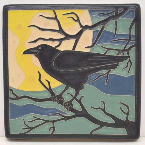 Raven Tile 6" x 6" by Art and Craftsman Tileworks