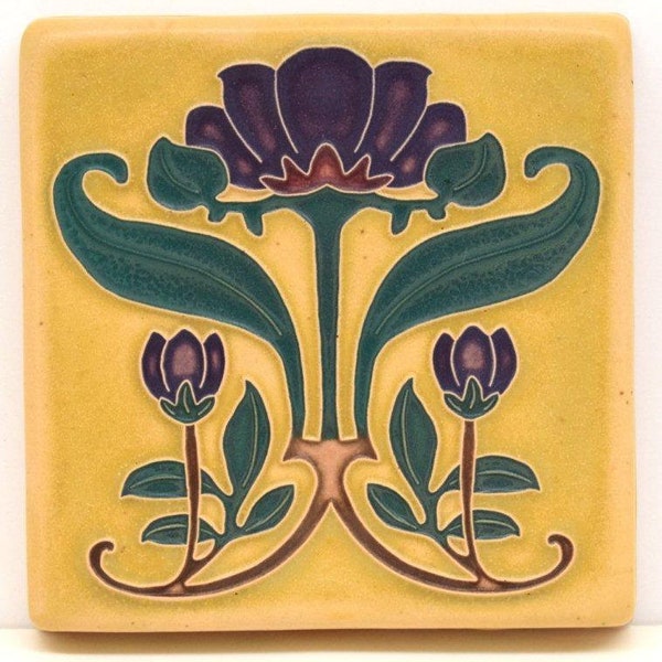 Plumeria Tile (Fawn) 4" x 4" by Art and Craftsman Tileworks