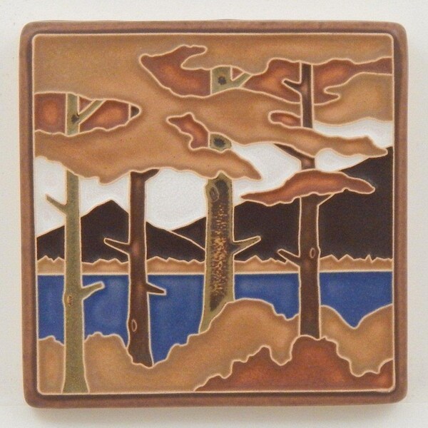 Lake Tahoe Pines Tile (Fall) 4" x 4" by Art and Craftsman Tileworks