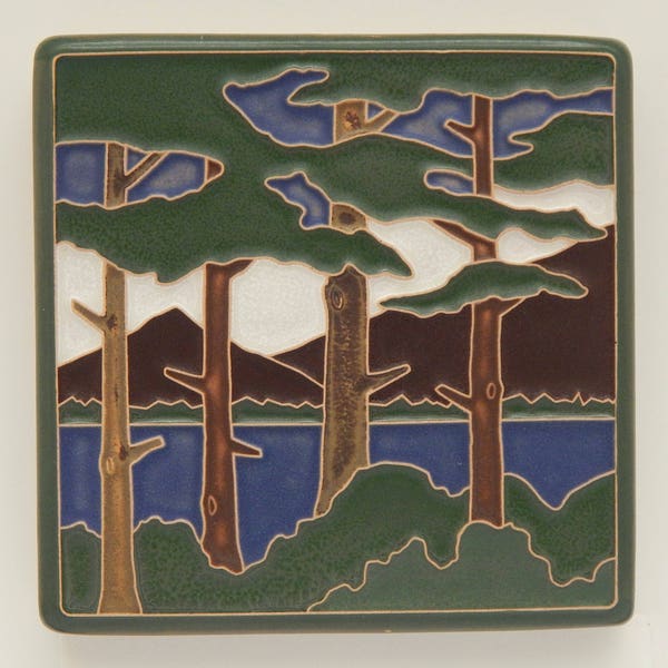 Lake Tahoe Pines Tile (Summer) 4" x 4" by Art and Craftsman Tileworks