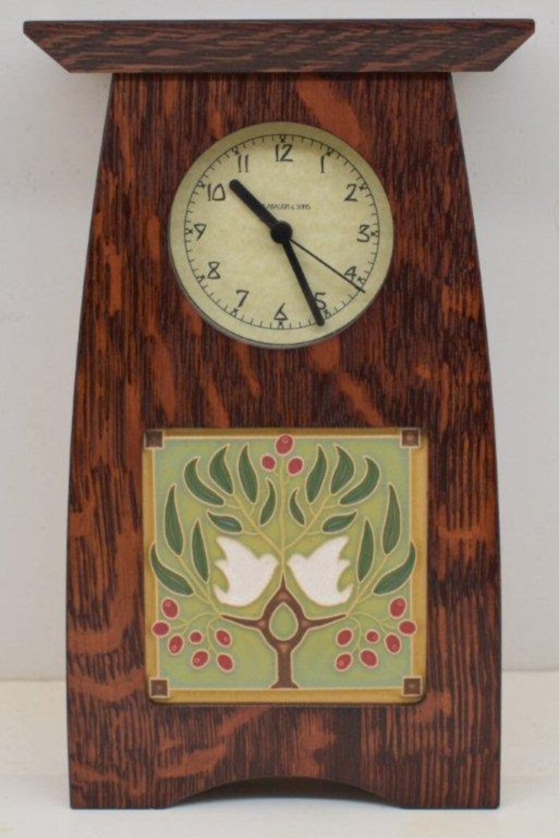 Arts and Crafts Clock in Craftsman Oak Finish With 4x4 Arts Etsy