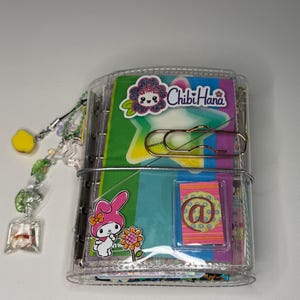 A7 clear transparent tri-fold ring binder junk journal or planner with accessories