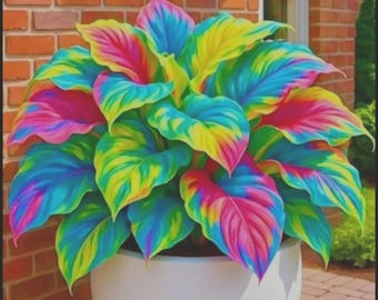 Rainbow Inspired Hosta Live Plant | Rare Variegated Hosta | Colorful Shade Perennial | Garden Gift