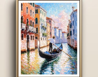 Impressão de Gondoleiro de Veneza | Arte de Parede da Hora Dourada