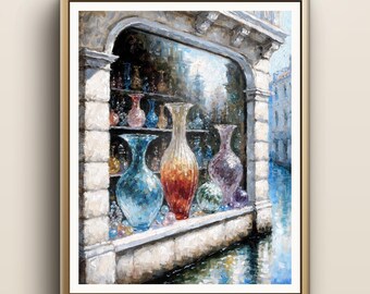 Impressão em vidro de Murano | Arte de parede para vitrine de loja em Veneza