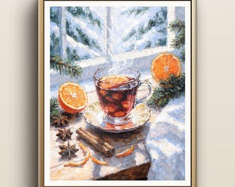Glühwein-Kunstdruck | Italienisches Winterstillleben als Wandbild