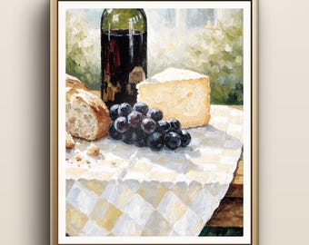 Wine & Cheese Print | Italian Still Life Wall Art
