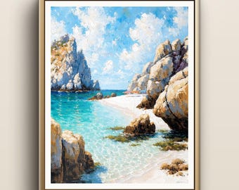 Impressão da Praia da Sardenha | Arte de Parede Mar Turquesa