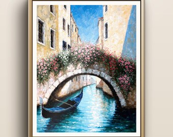Impressão da Ponte das Flores de Veneza | Arte de parede romântica da Itália