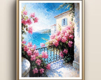 Bougainvillea Balcony Print | Italian Coast Wall Art