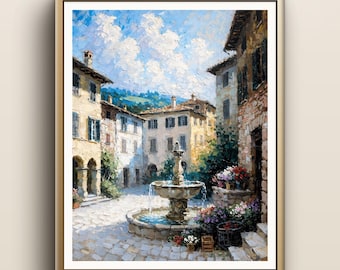 Impressão da Piazza Toscana | Arte de parede inspirada em vila italiana