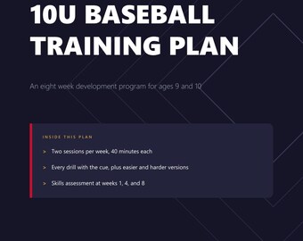 Lot de plans d'entraînement pour le baseball pour les jeunes, programmes de 8 semaines pour 6U 8U 10U 12U, entraîneur et parent imprimable (téléchargement numérique)