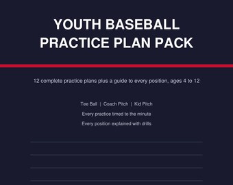 Youth Baseball Practice Plan Pack, 12 Timed Practice Plans by Age Band, Coach Printable (Digital Download)