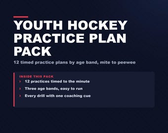 Youth Hockey Practice Plan Pack, 12 Timed Practice Plans by Age Band, Coach Printable (Digital Download)