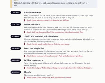 Youth Basketball Practice Plan Pack, 12 Timed Practice Plans by Age Band, Coach Printable (Digital Download)