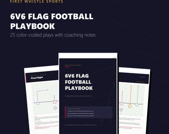 6v6 Flag Football Spielbuch, 25 farblich gekennzeichnete Jugendspiele (Digitaler Download)