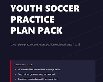 Youth Soccer Practice Plan Pack, 12 Timed Practice Plans by Age Band, Coach Printable (Digital Download)