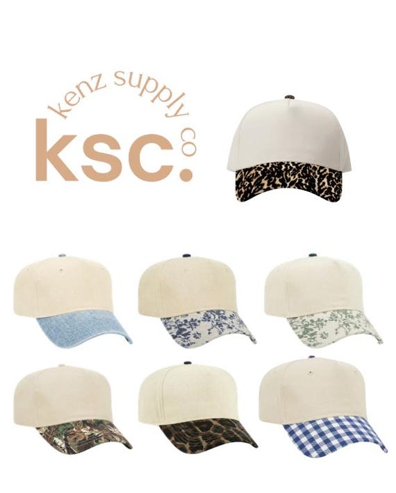 Cotton Canvas Hat - Specialty Bill Prints | Vintage Trucker Cap | Embroidery