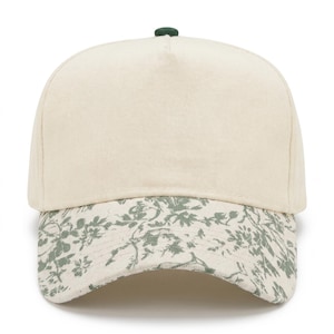 Cotton Canvas Hat specialty printed bill, Blue Gingham, right side view, khaki canvas crown with khaki snapback strap