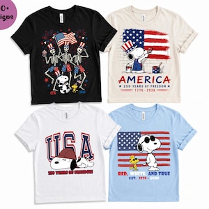 Snoopy Clipart, 600+ Patriotic Snoopy USA 250-jähriges Jubiläum SVG PNG, 4. Juli amerikanische Flagge, Comic Hund svg, Bestseller png