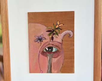 La Figlia del Mare 5 – Original Pyrographie & Acryl auf Holz von Mitra Jashni