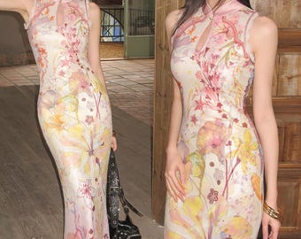 Czerwona sukienka cheongsam dla kobiet, krótka satynowa sukienka qipao z kwiatowym haftem, tradycyjna chińska sukienka imprezowa