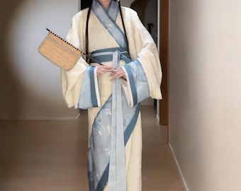 Zestaw sukienek w stylu vintage Hanfu, tradycyjny chiński ubiór z satyny szyfonowej, kostium ślubny cosplay