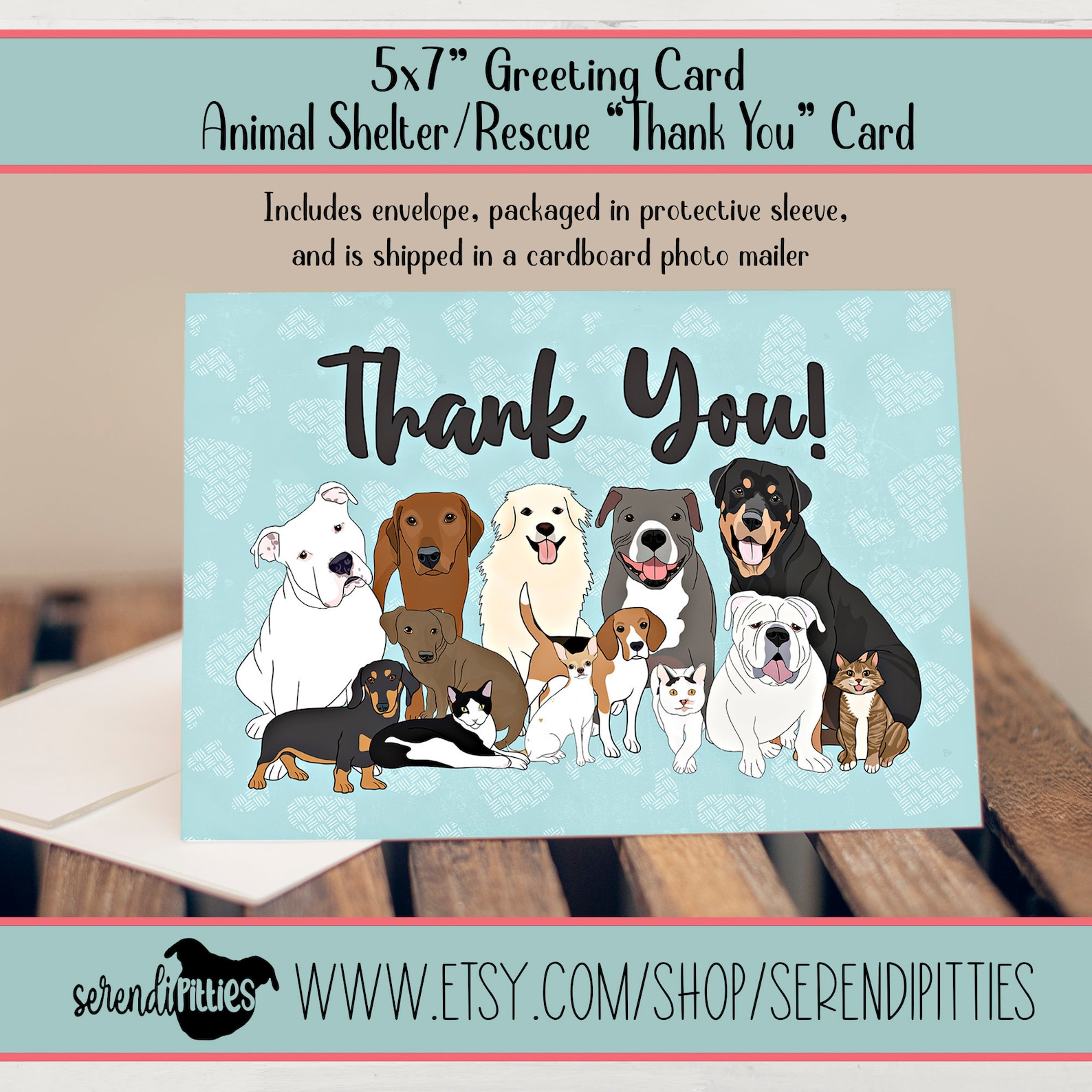 5x7 Rescue/Shelter Donor Thank You Card FAST SHIPPING Etsy