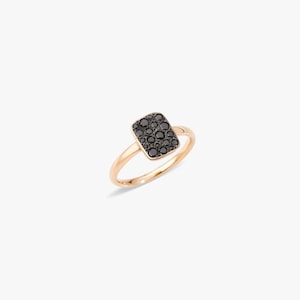 Black Onyx Rectangular Pave Ring 925 Sterling Silver With Gold Plated