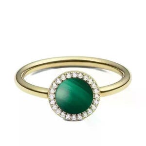 Malachite Ring 925 Sterling Silver With Gold Plating Jewelry