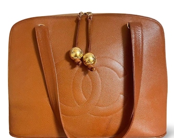 Vintage CHANEL Caviar Leather Double Zipper Tote Bag in