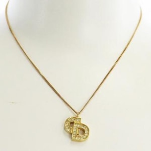 Vintage Christian Dior chain necklace with rhinestone crystal logo. Gorgeous jewelry. 070620k1ys