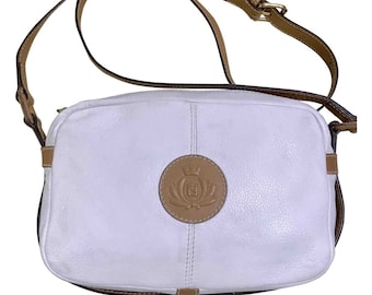Vintage Fendi white and brown leather shoulder bag. Rare purse back in the era. 060905r2