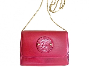 Vintage Karl Lagerfeld mini red clutch shoulder bag with round