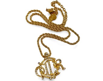 MINT. Vintage Christian Dior Gold Tone Detailed Design Logo