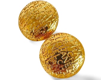MINT Vintage CHANEL Gold-Tone Round Earrings with Embossed Logo | 90s Classic Jewelry | Iconic Chanel Clip Earrings | 060728br7