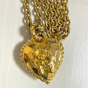 Vintage Sonia Rykiel chain necklace with rope design heart shape top.  Perfect vintage jewelry from SR. 0407263