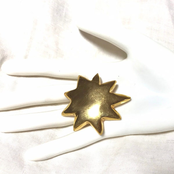 Vintage Christian Lacroix golden start shape brooch, hat pin, jacket pin. Perfect jewelry.